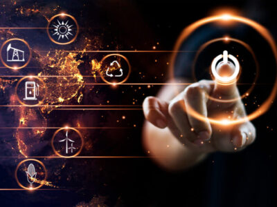 Finger,Pressing,Power,Button,With,Energy,Resources,Icon,On,Earth