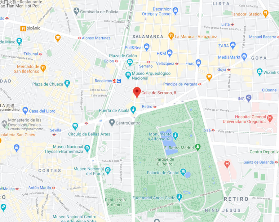 Abogados López-Ibor Mayor y Asociados - Mapa Dirección Serrano 8